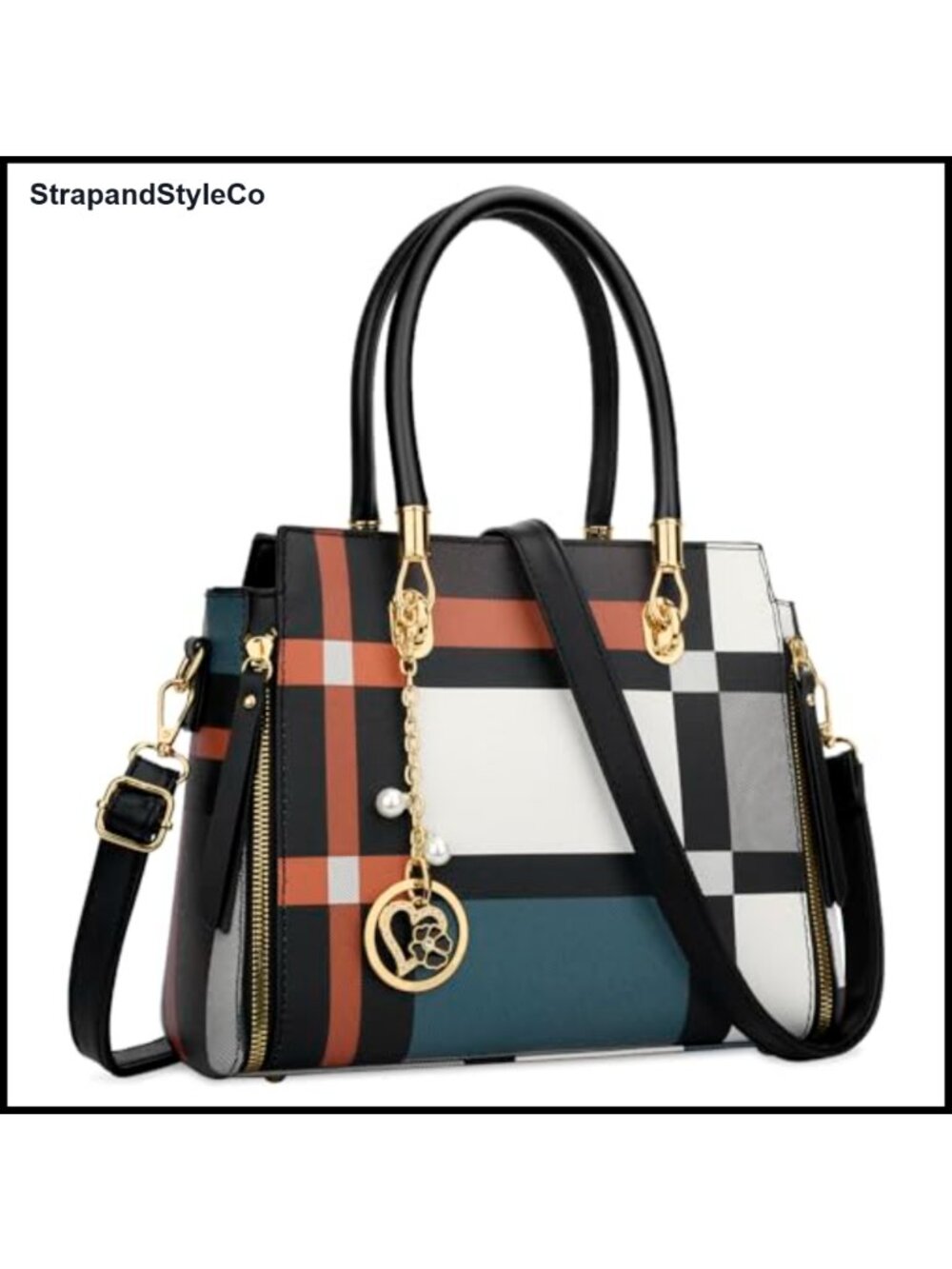 Vegan Leather Satchel Handbag Top Handle Shoulder Crossbody Purse